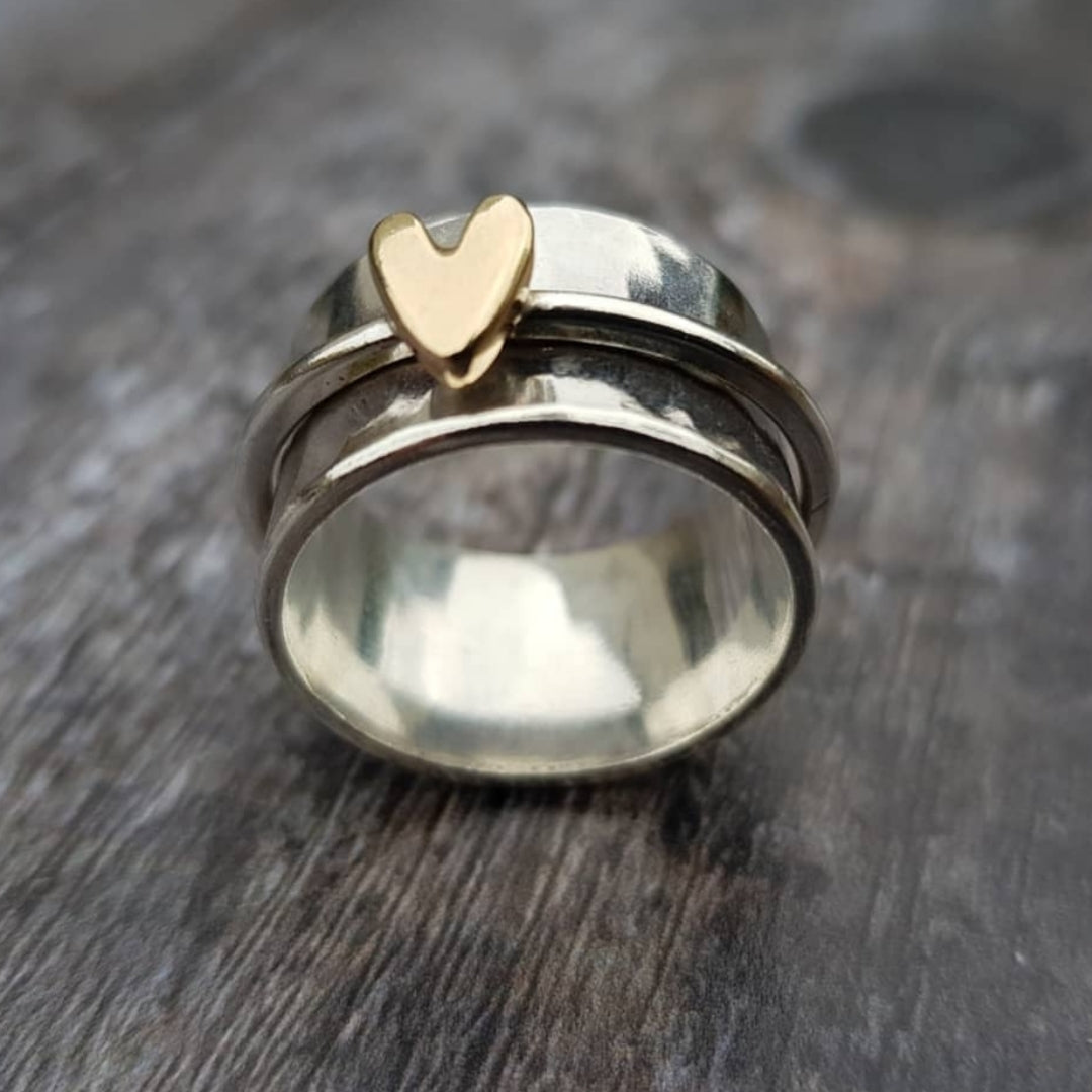 Isaline™ | Zilveren Ring met Gouden Hartje