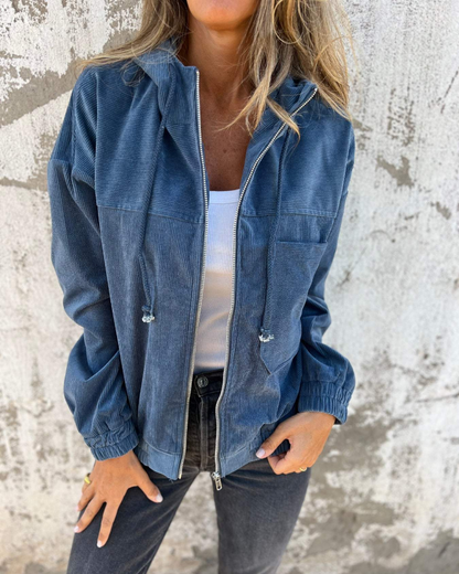 Mila™ | Corduroy capuchonjack met rits