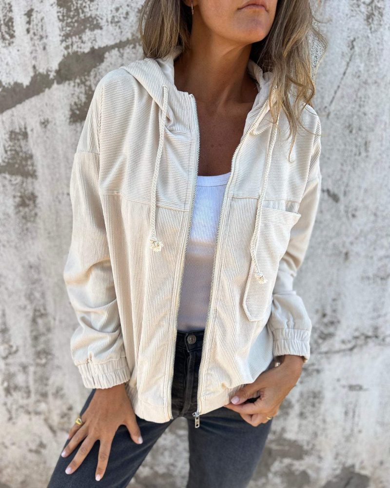 Mila™ | Corduroy capuchonjack met rits