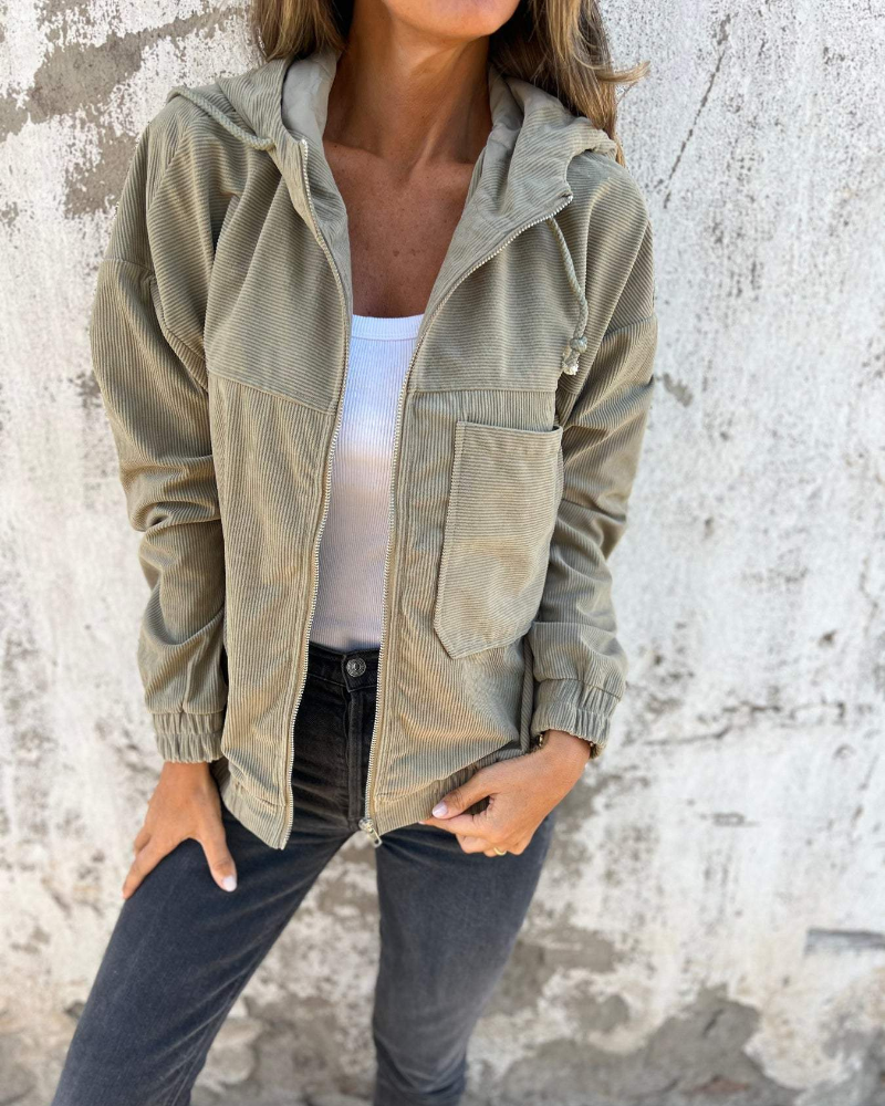 Mila™ | Corduroy capuchonjack met rits
