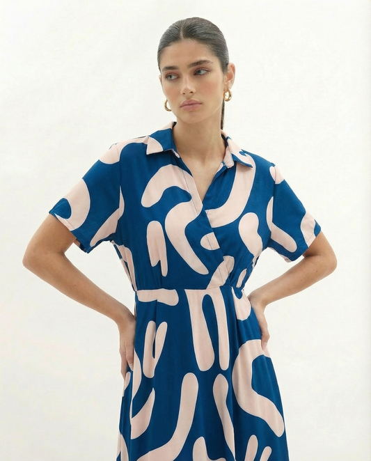 Kirsty Scribble Print Shirt Dress Elivra