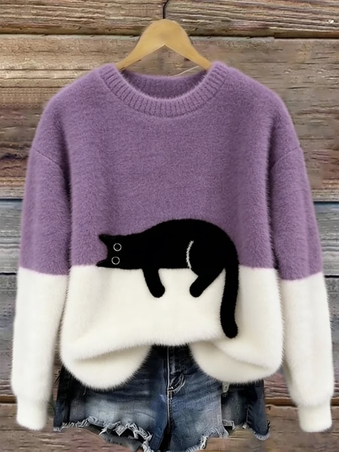 Minoux™ | Oversized Trui met Kattenprint