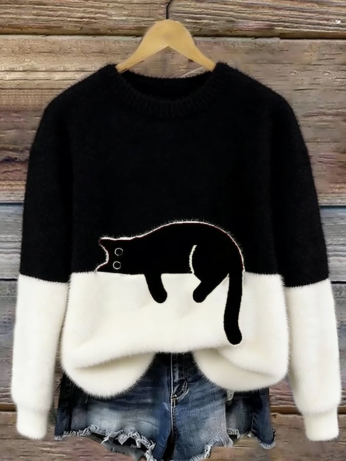 Minoux™ | Oversized Trui met Kattenprint
