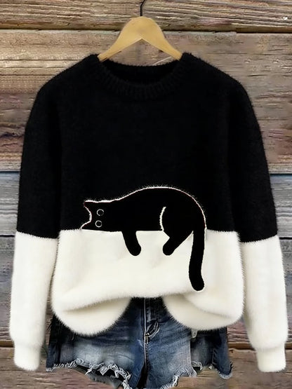 Minoux™ | Oversized Trui met Kattenprint