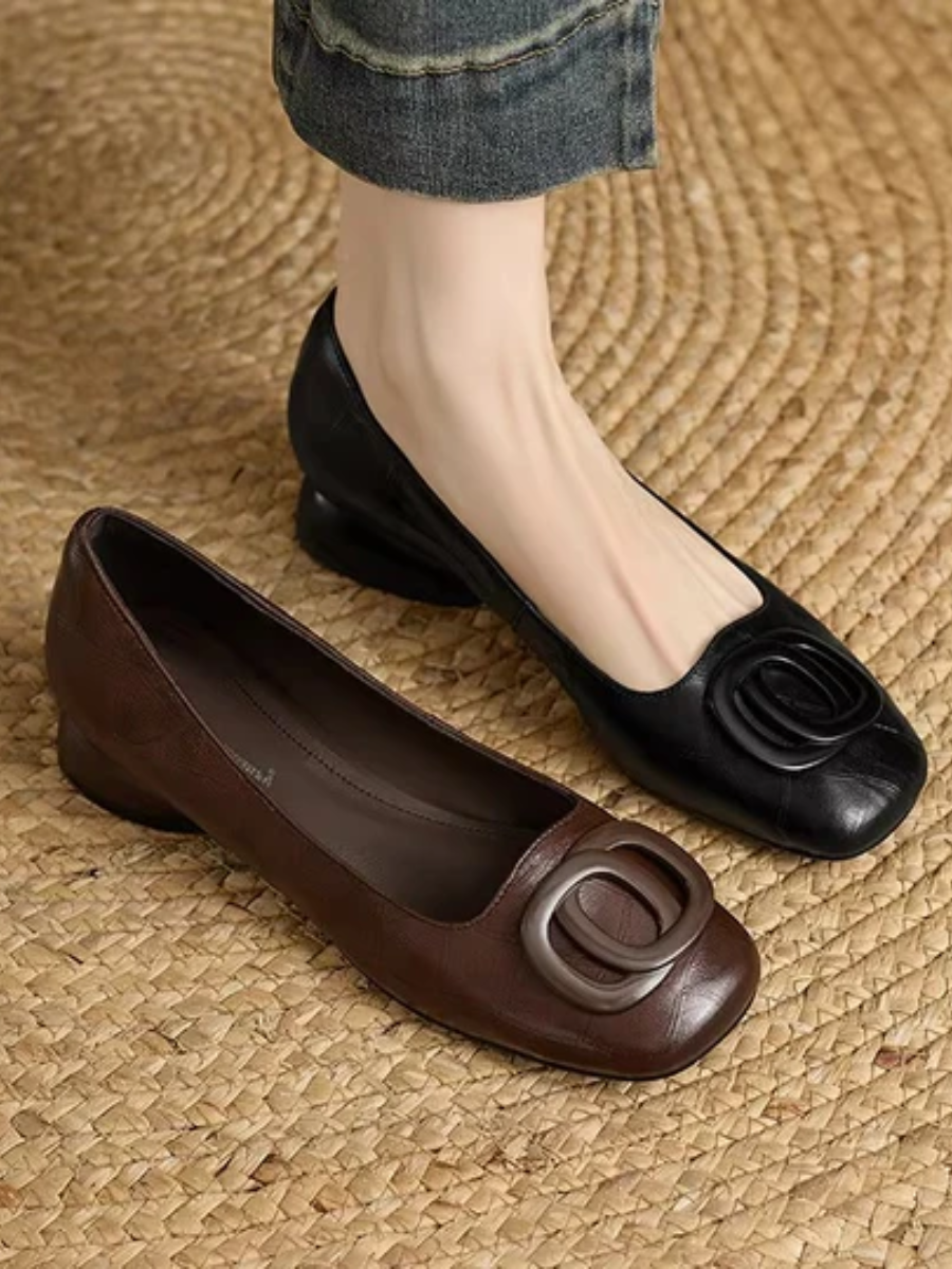Margot™ | Leren Ballerina's met Vierkante Neus