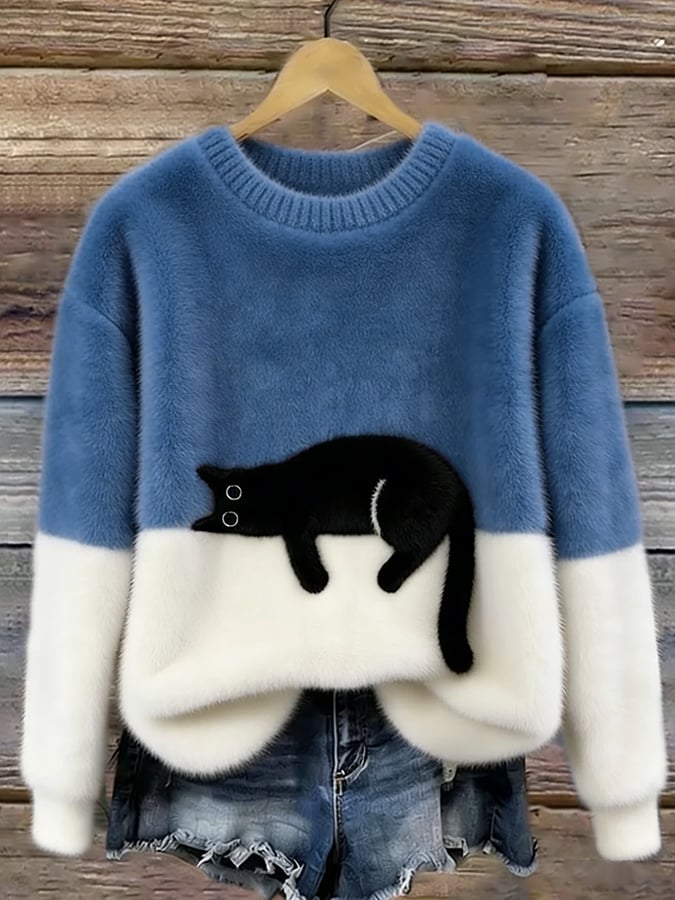 Minoux™ | Oversized Trui met Kattenprint