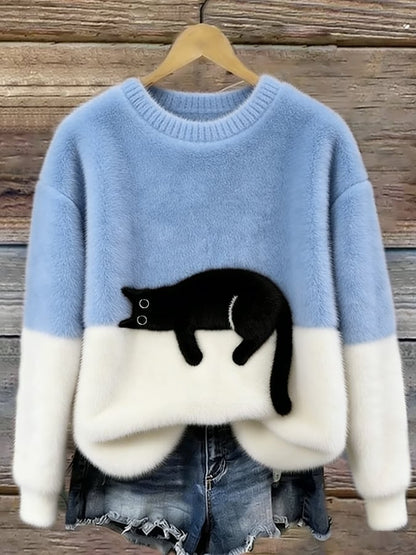 Minoux™ | Oversized Trui met Kattenprint
