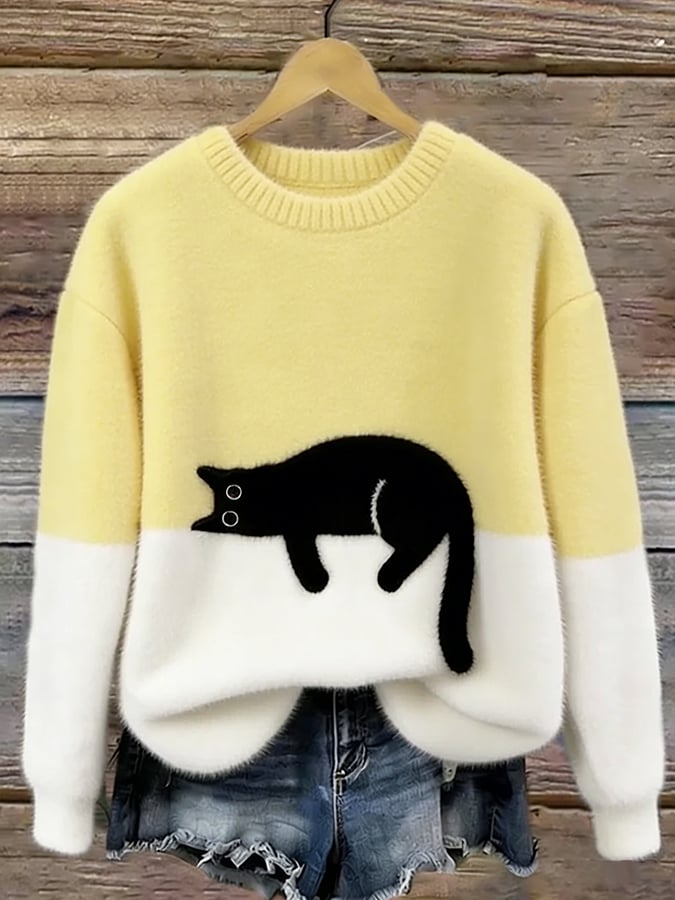 Minoux™ | Oversized Trui met Kattenprint