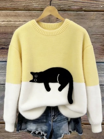 Minoux™ | Oversized Trui met Kattenprint