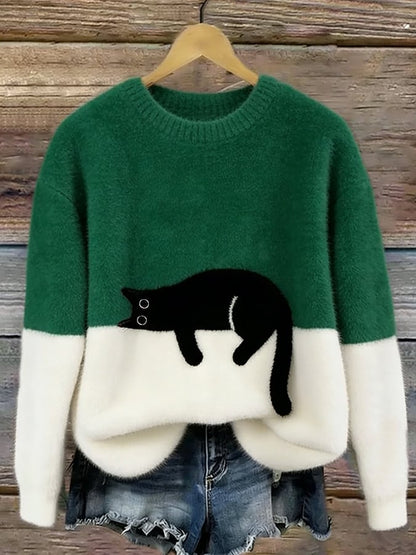 Minoux™ | Oversized Trui met Kattenprint
