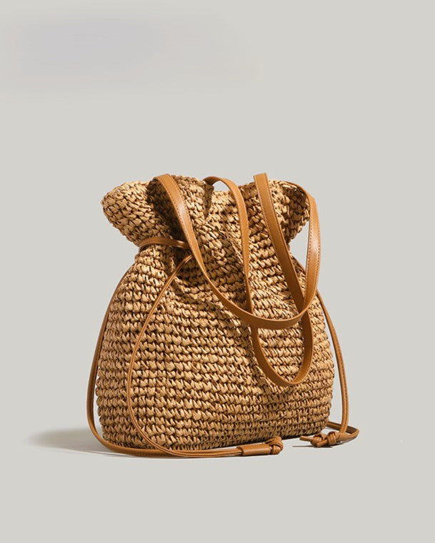 Elara™ | Geweven Bucket Tas Met Trekkoord