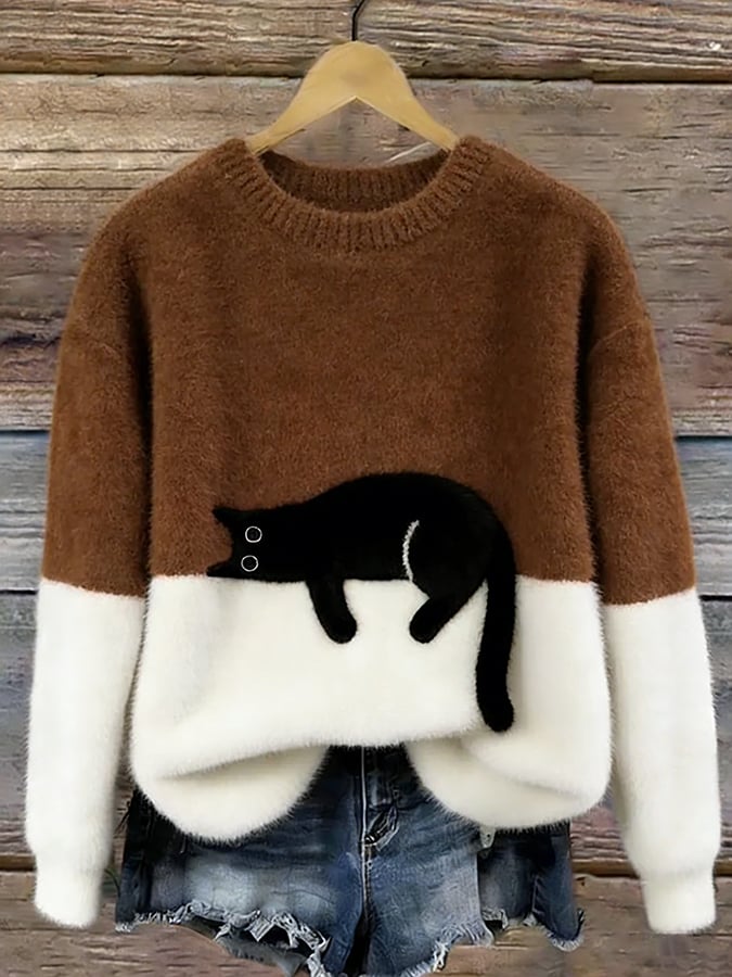 Minoux™ | Oversized Trui met Kattenprint