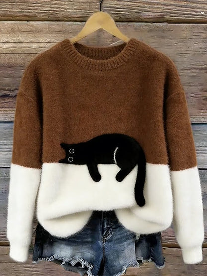 Minoux™ | Oversized Trui met Kattenprint