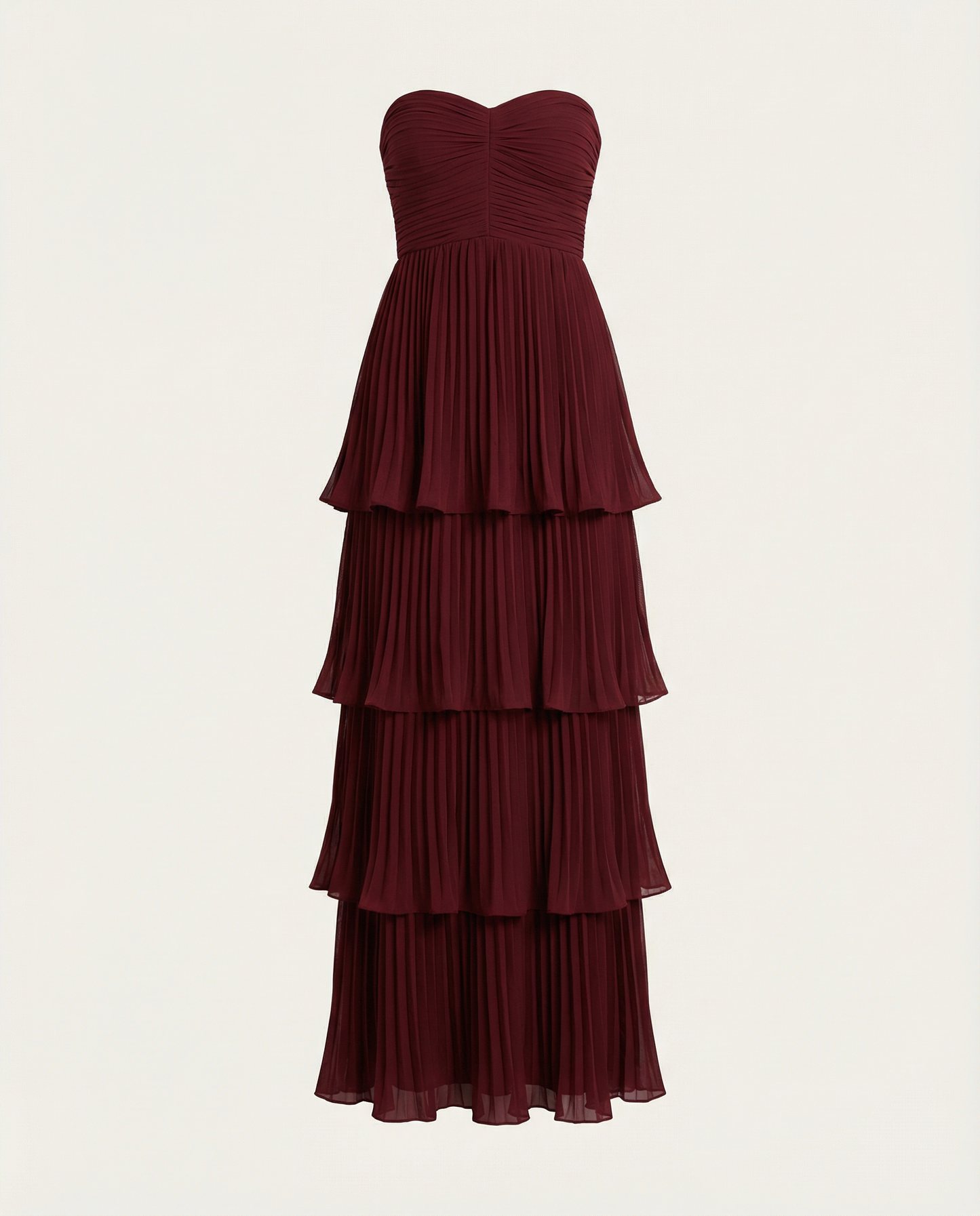 Strapless Gelaagde Maxi-Jurk