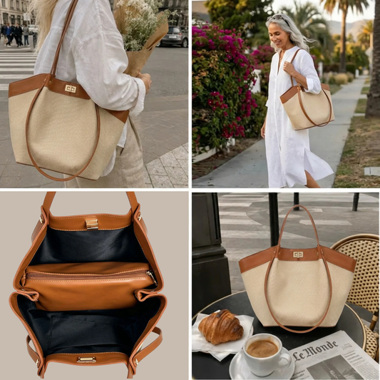 Vivienne™ | Luxe Geweven Shopper Met Elegante Details