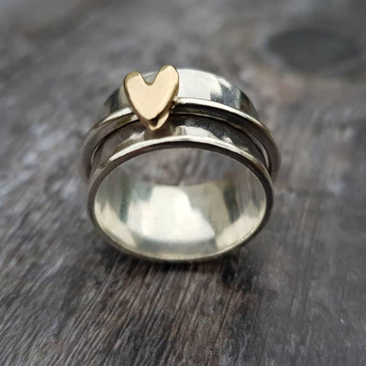 Isaline™ | Zilveren Ring met Gouden Hartje