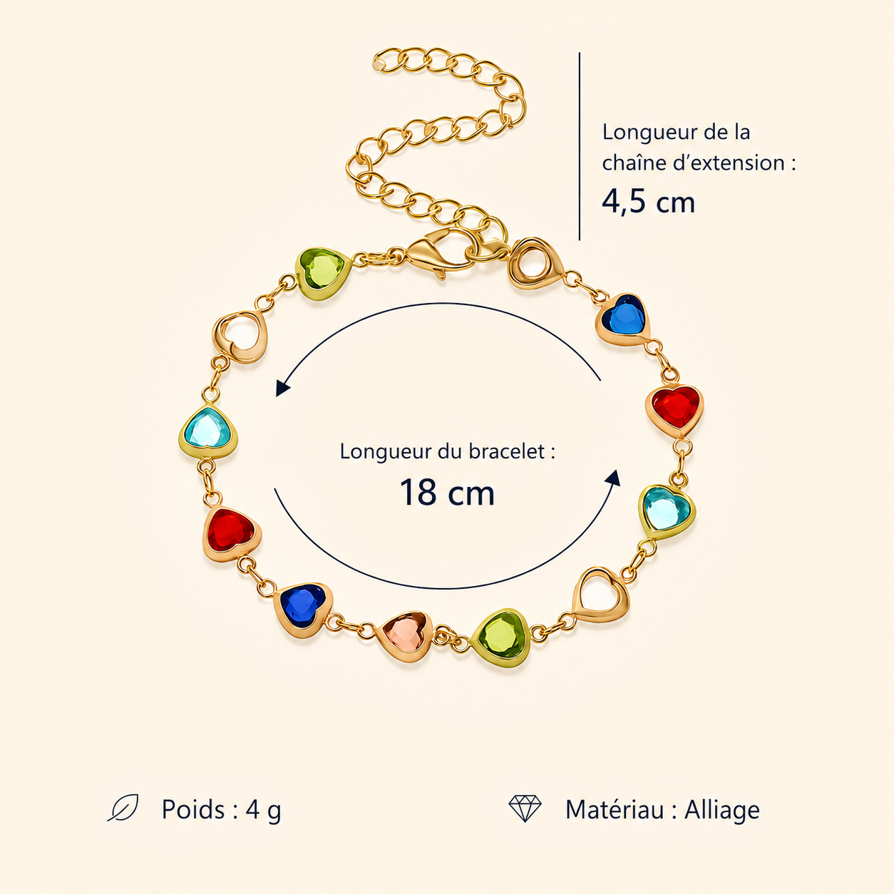 Marilou™ | Armband met Gekleurde Hartjes