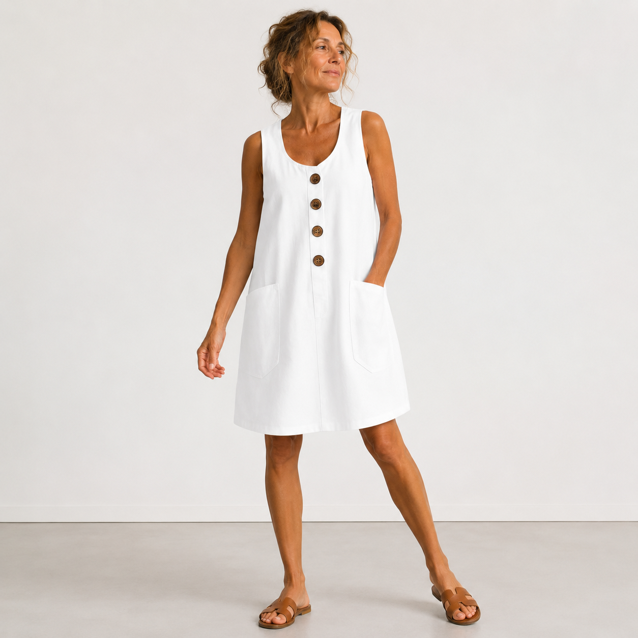 Josephine™ | Luchtige Linnen Jurk met Knopen