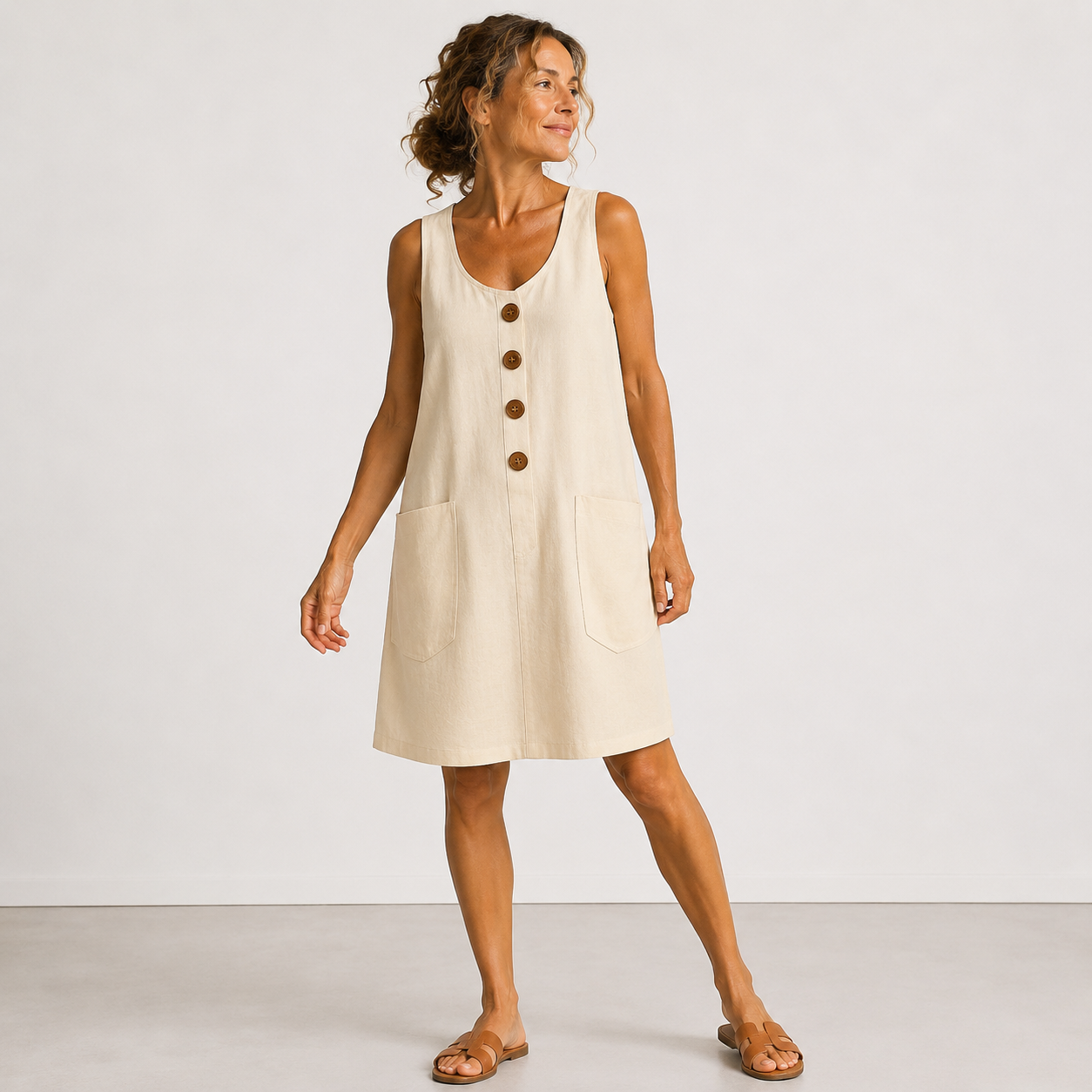 Josephine™ | Luchtige Linnen Jurk met Knopen