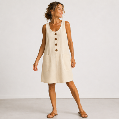 Josephine™ | Luchtige Linnen Jurk met Knopen