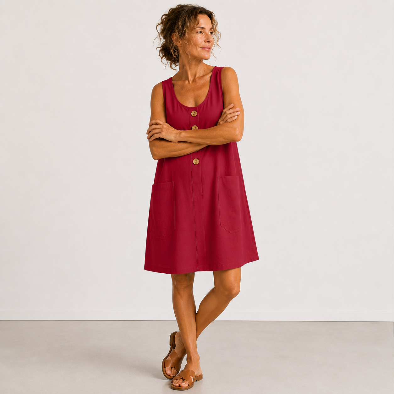 Josephine™ | Luchtige Linnen Jurk met Knopen