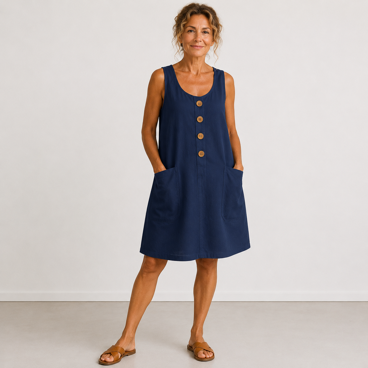 Josephine™ | Luchtige Linnen Jurk met Knopen