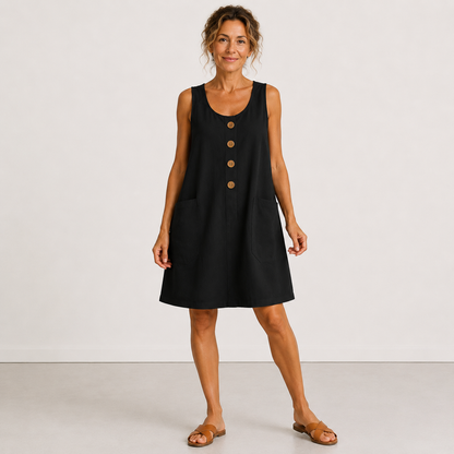 Josephine™ | Luchtige Linnen Jurk met Knopen
