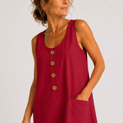 Josephine™ | Luchtige Linnen Jurk met Knopen