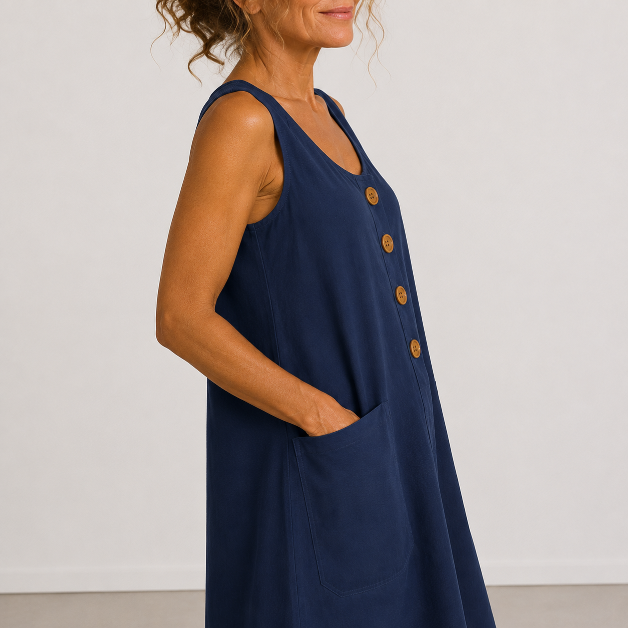 Josephine™ | Luchtige Linnen Jurk met Knopen