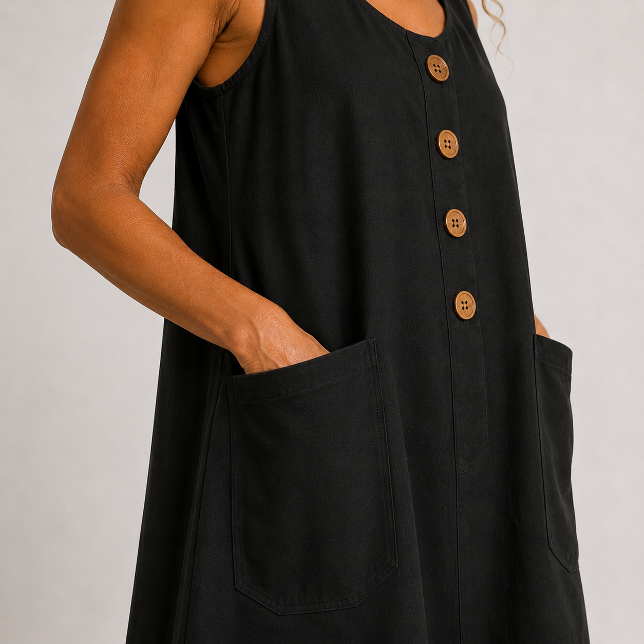 Josephine™ | Luchtige Linnen Jurk met Knopen