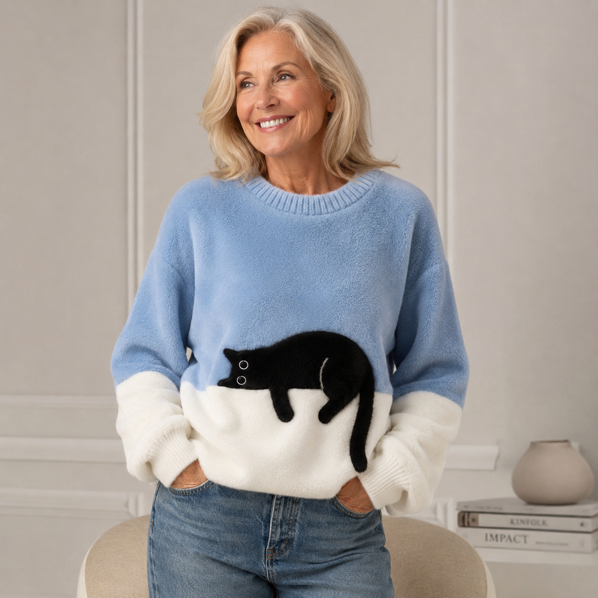 Minoux™ | Oversized Trui met Kattenprint