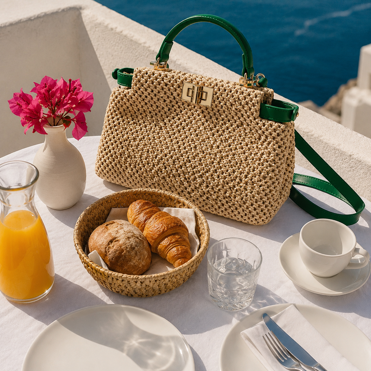 Isabelle™ | Luxe Geweven Handtas Met Schouderriem