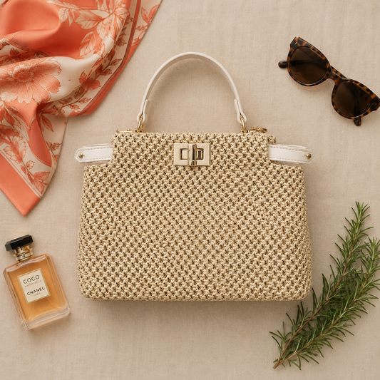 Isabelle™ | Luxe Geweven Handtas Met Schouderriem