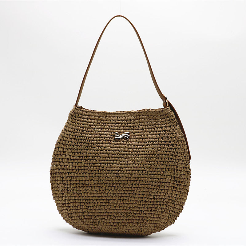 Celeste™ | Ronde Geweven Schoudertas Met Tijdloze Zomercharme