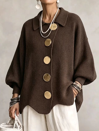 Victoire™ | Oversized Vest met Grote Gouden Knopen