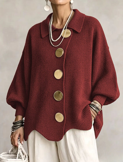 Victoire™ | Oversized Vest met Grote Gouden Knopen