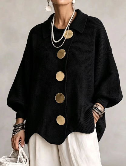 Victoire™ | Oversized Vest met Grote Gouden Knopen