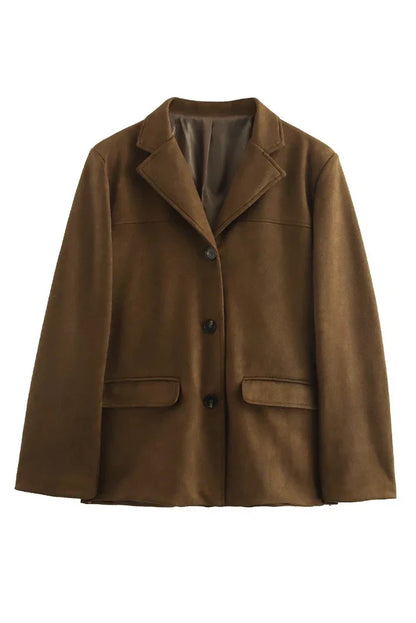 Suède Leren Blazer in Lichtbruin Elivra