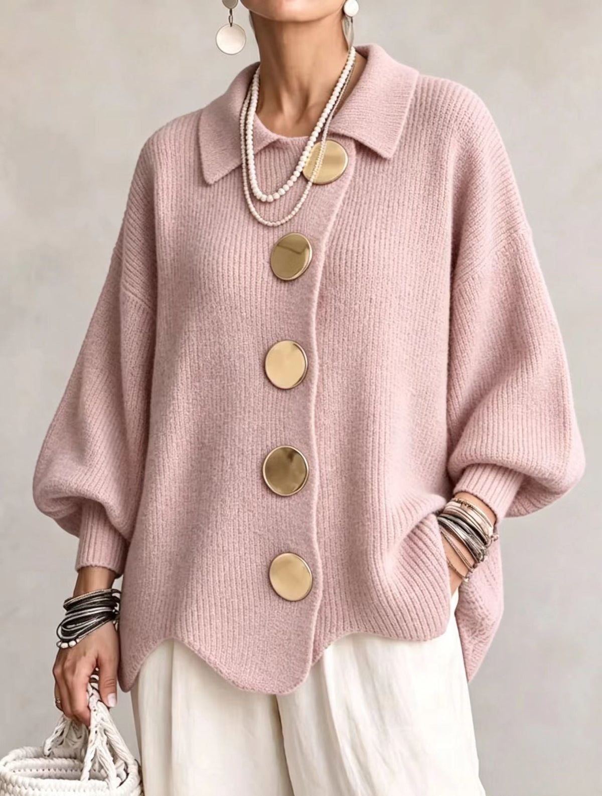 Victoire™ | Oversized Vest met Grote Gouden Knopen
