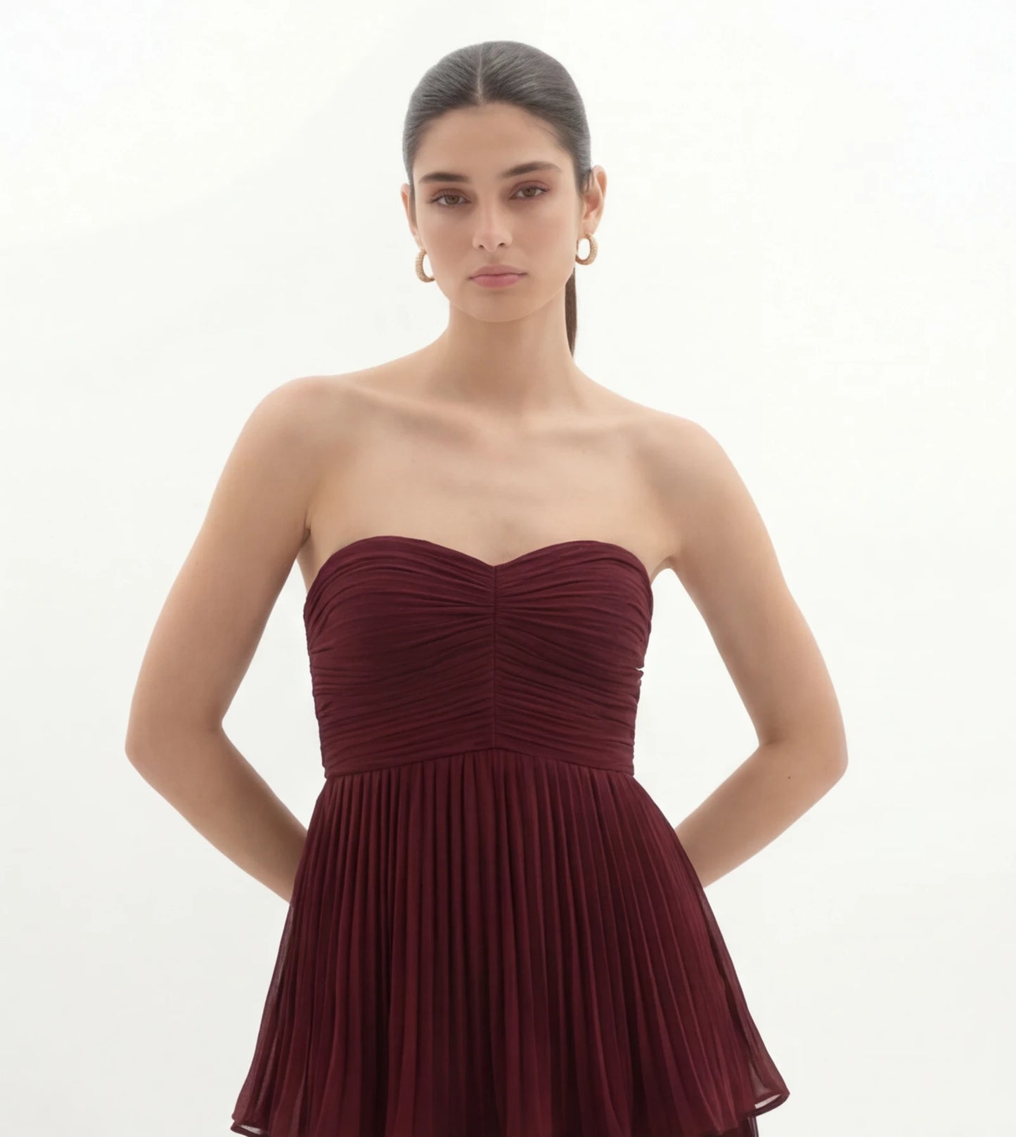 Strapless Gelaagde Maxi-Jurk