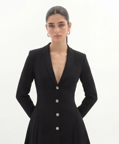 Blazer Mini Jurk | Diepe V Elegantie