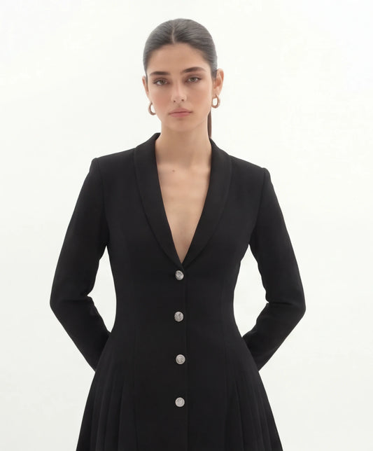 Blazer Mini Jurk | Diepe V Elegantie