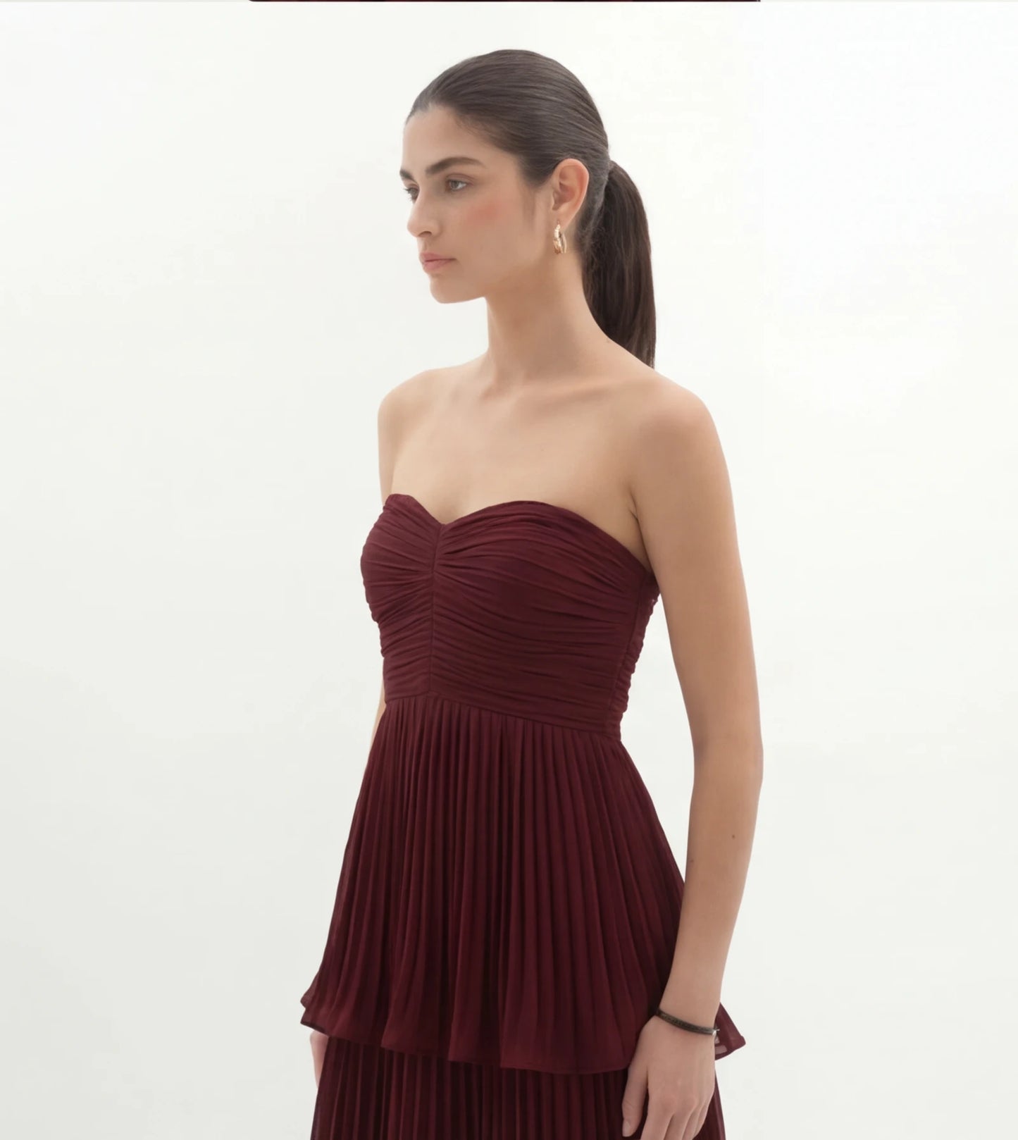 Strapless Gelaagde Maxi-Jurk