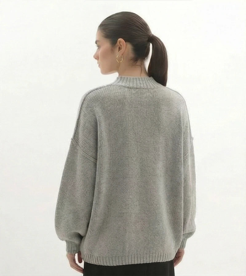 Lina gebreide cardigan sweater met gouden knopen