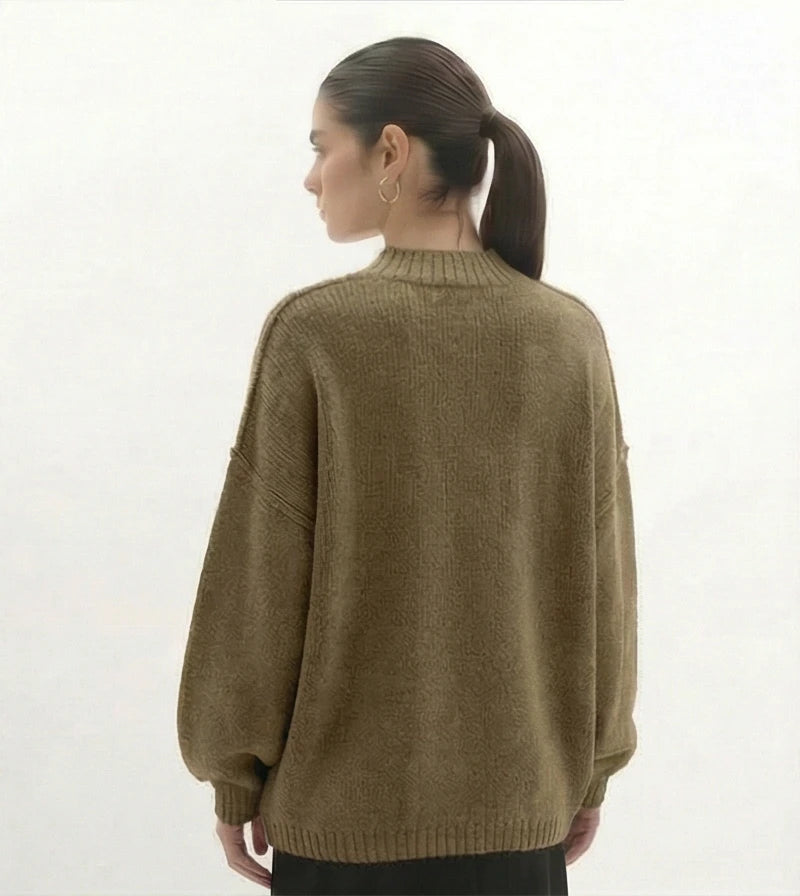 Lina gebreide cardigan sweater met gouden knopen