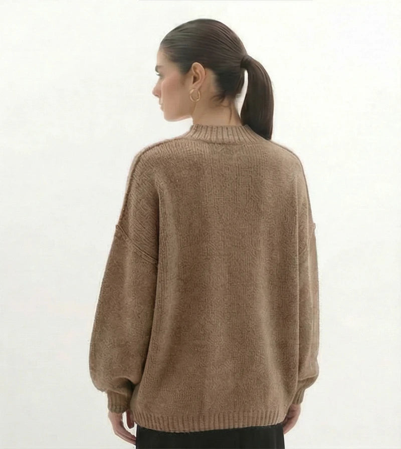 Lina gebreide cardigan sweater met gouden knopen