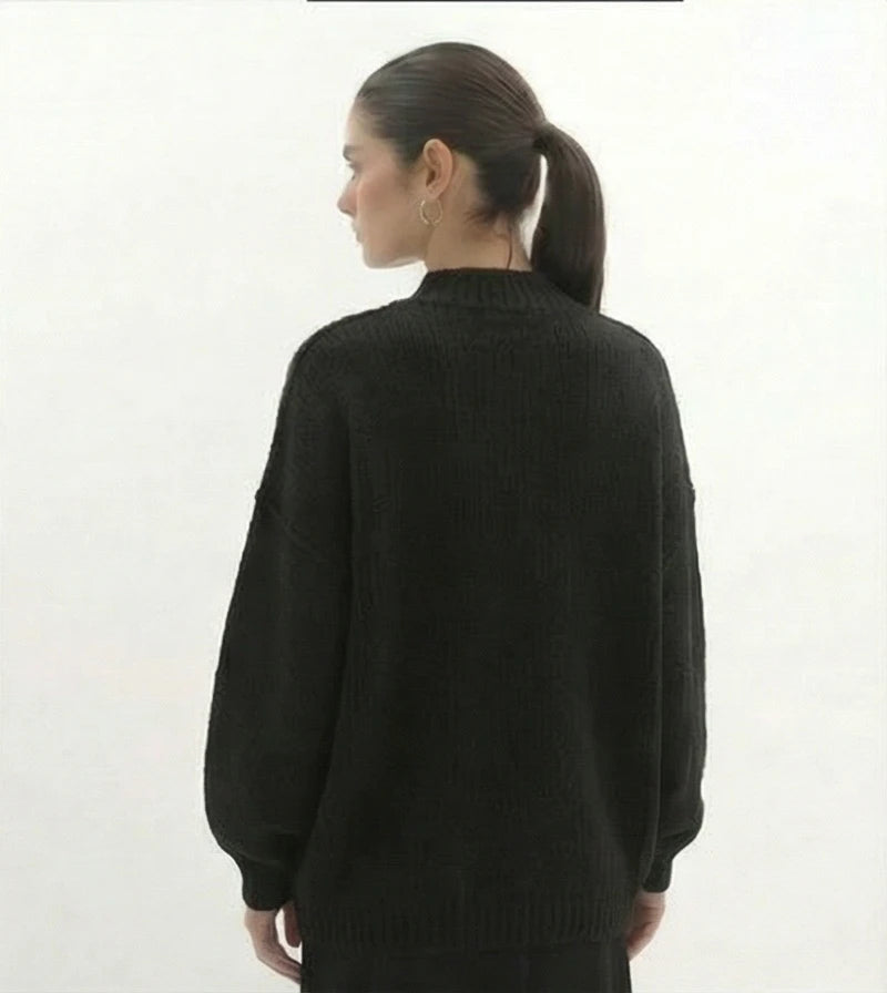 Lina gebreide cardigan sweater met gouden knopen
