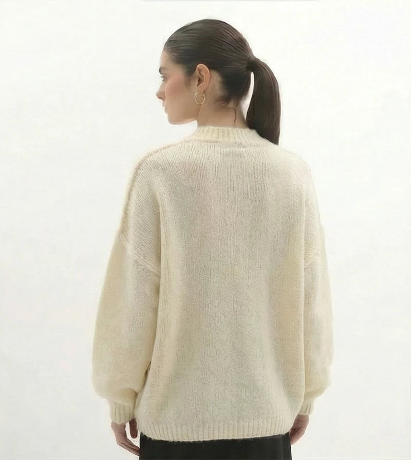 Lina gebreide cardigan sweater met gouden knopen