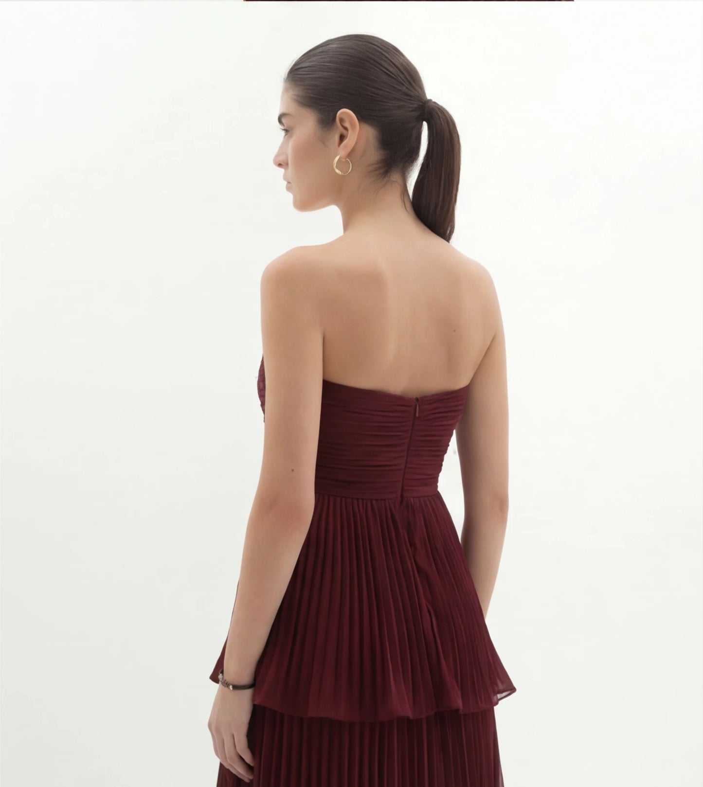 Strapless Gelaagde Maxi-Jurk