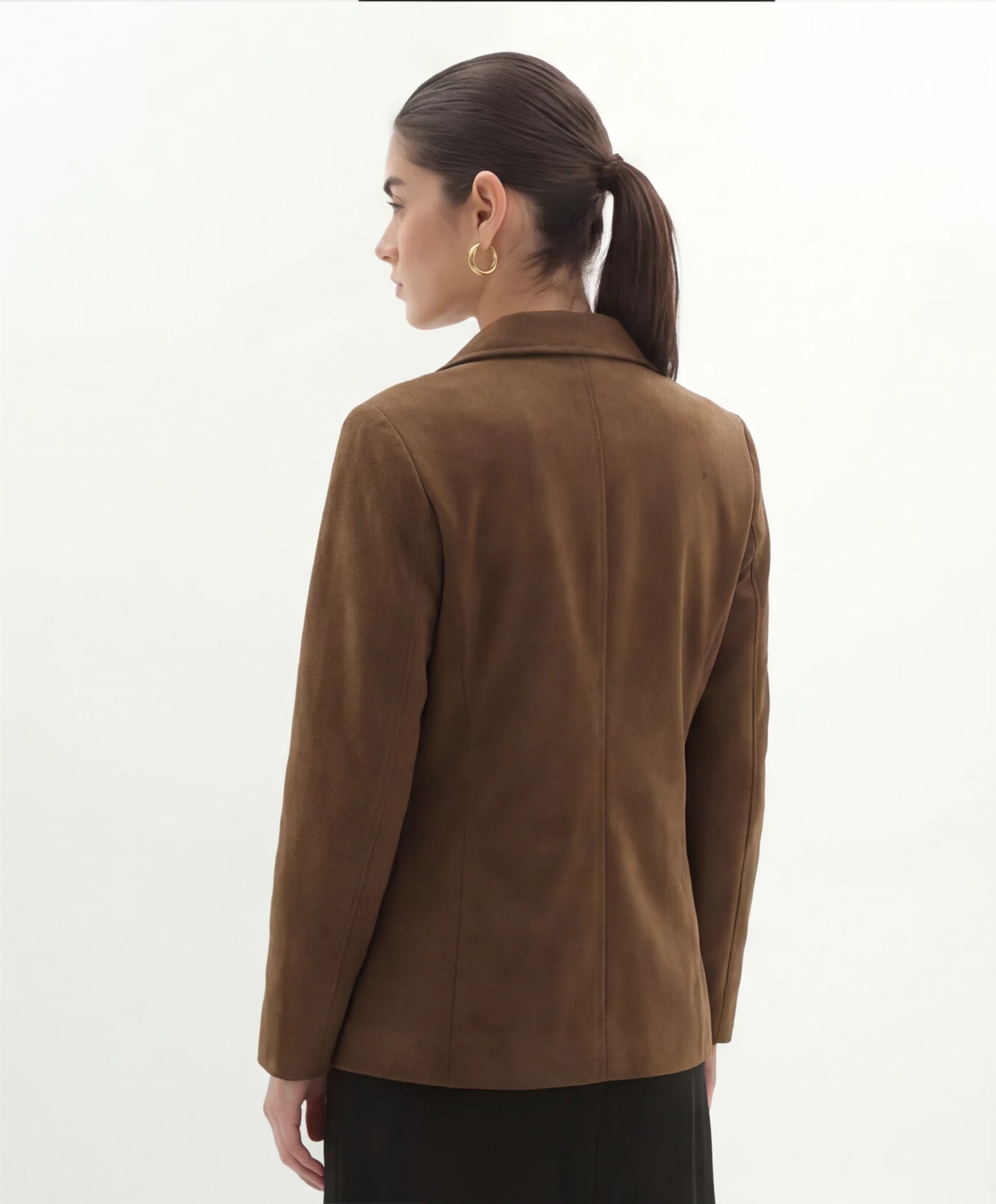 Suède Leren Blazer in Lichtbruin